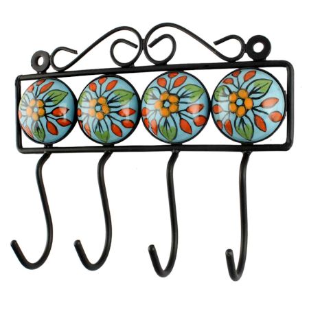 Multicolor Ceramic Flower Tile Hook Online